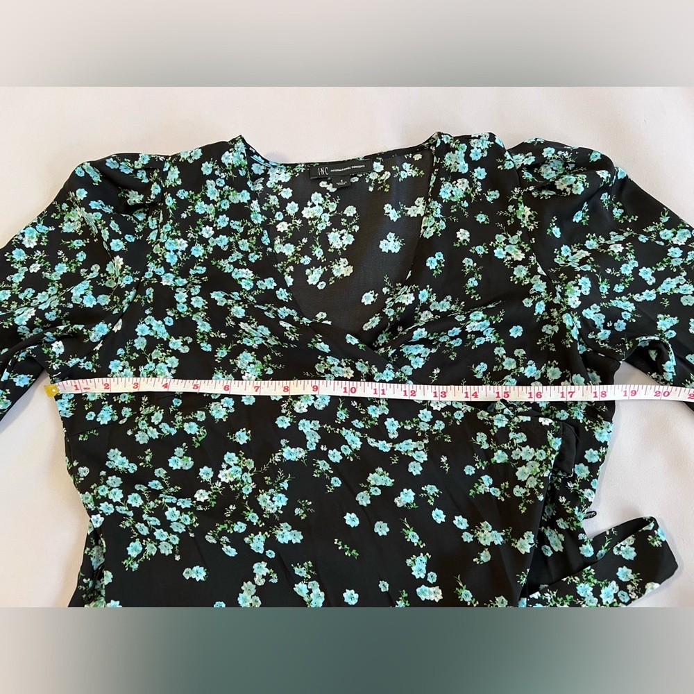 INC‎ International Concepts Womens Printed Wrap Blouse, Black,sz Small - Picture 3 of 11